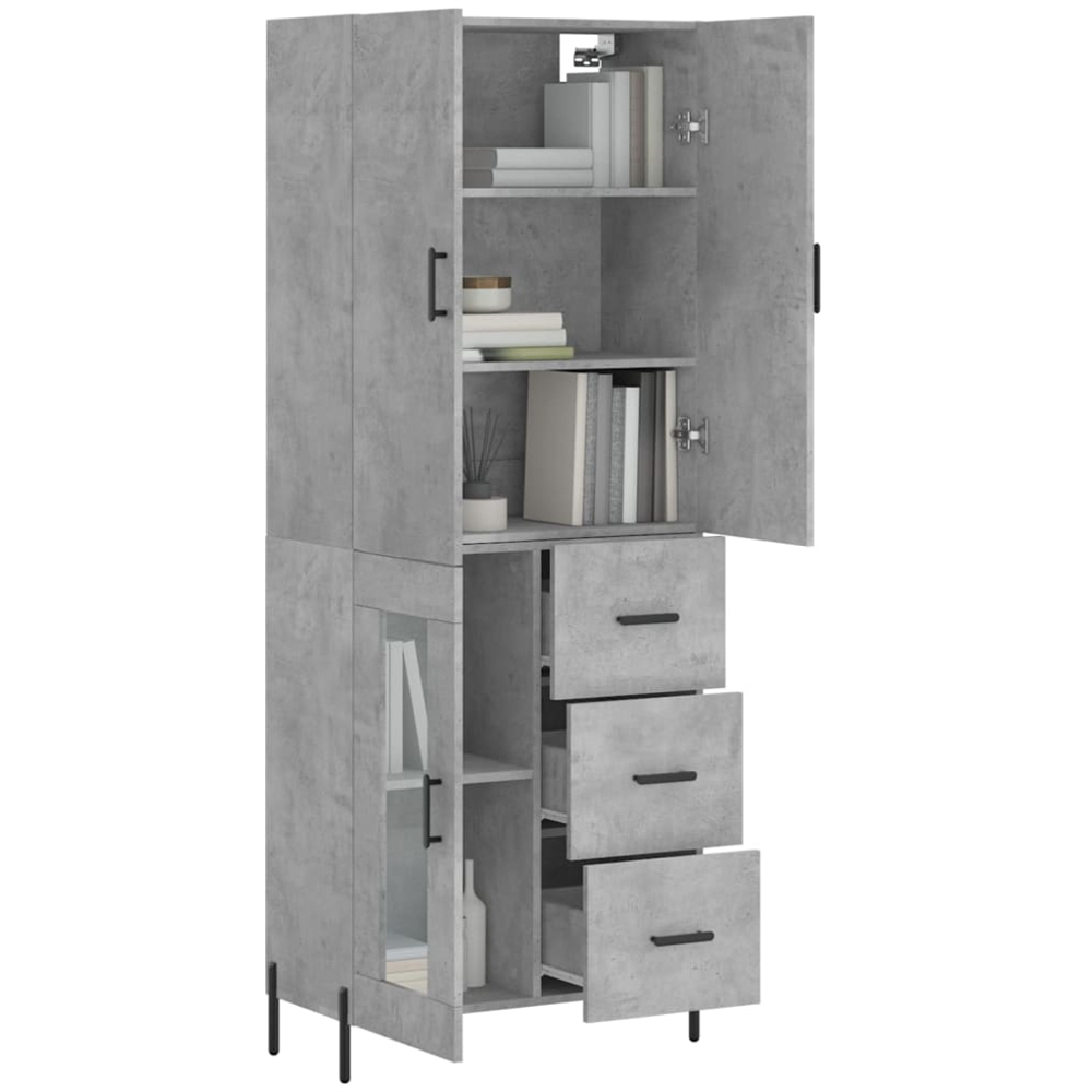 vidaXL 3 Door 3 Drawer Concrete Grey Highboard Image 3