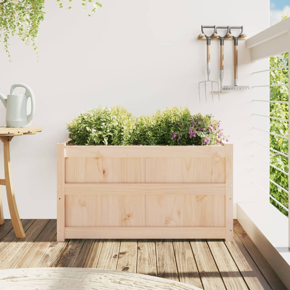 vidaXL Natural Pine Wood Garden Planter 50 x 50 x 90cm Image 2