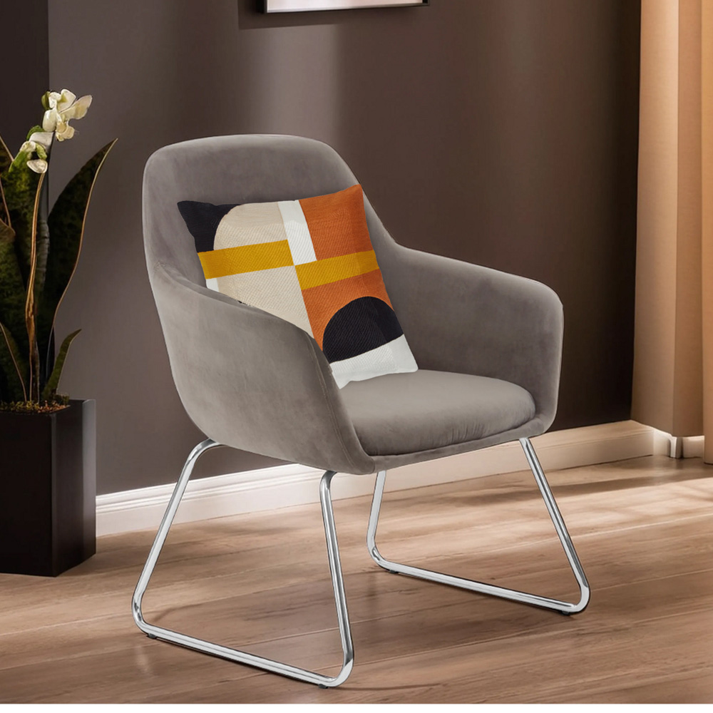 Premier Housewares Stockholm Chrome and Grey Velvet Dining Chair Image 6
