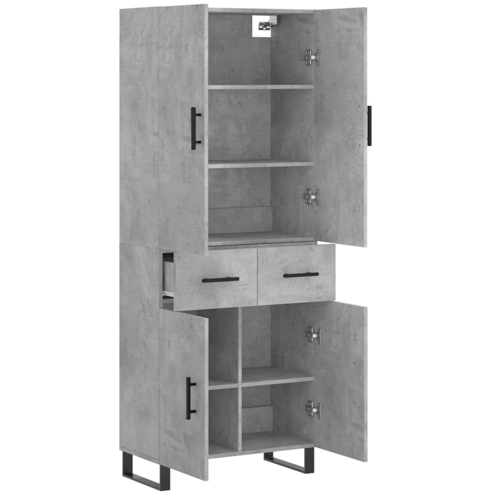 vidaXL 4 Door 2 Drawer Concrete Grey Highboard Image 4