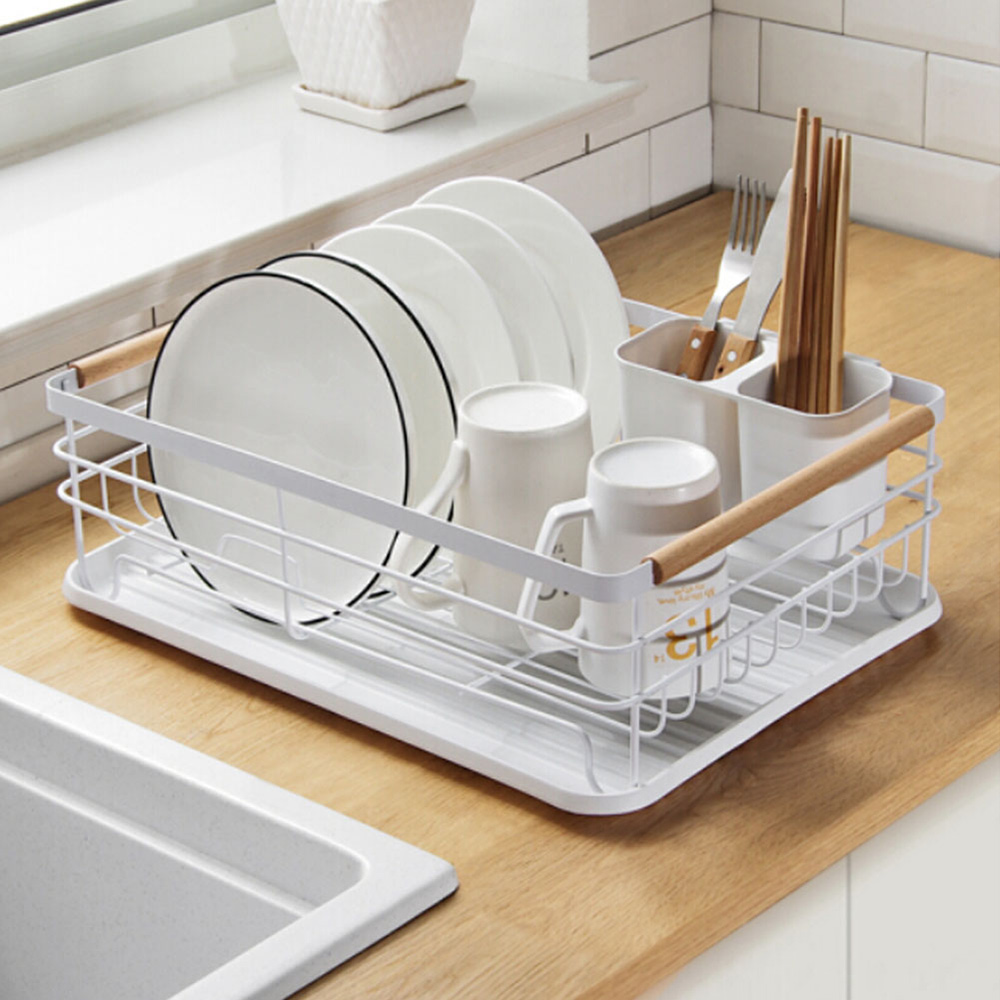 Living And Home WH0780 White Metal Dish Rack With Removable Tray Image 5