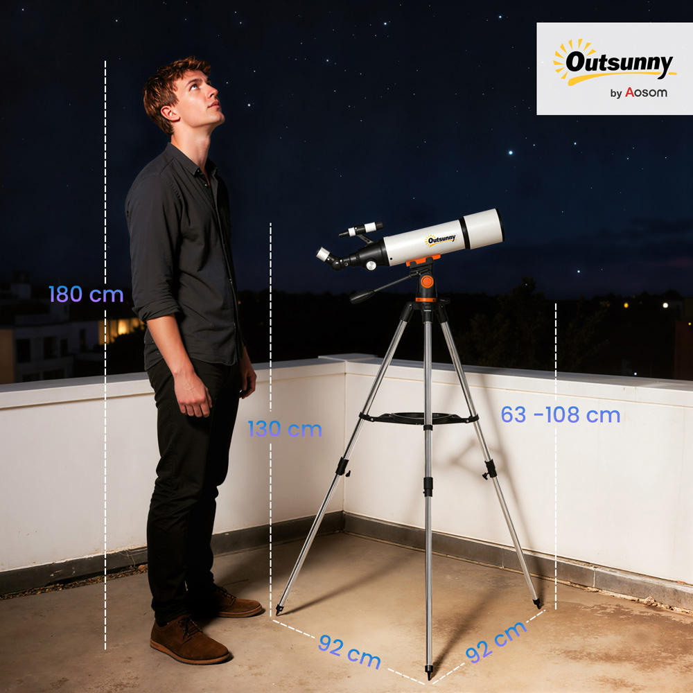 Outsunny White 80mm Aperture Refractor Astronomy Telescope with Carry Bag Image 9