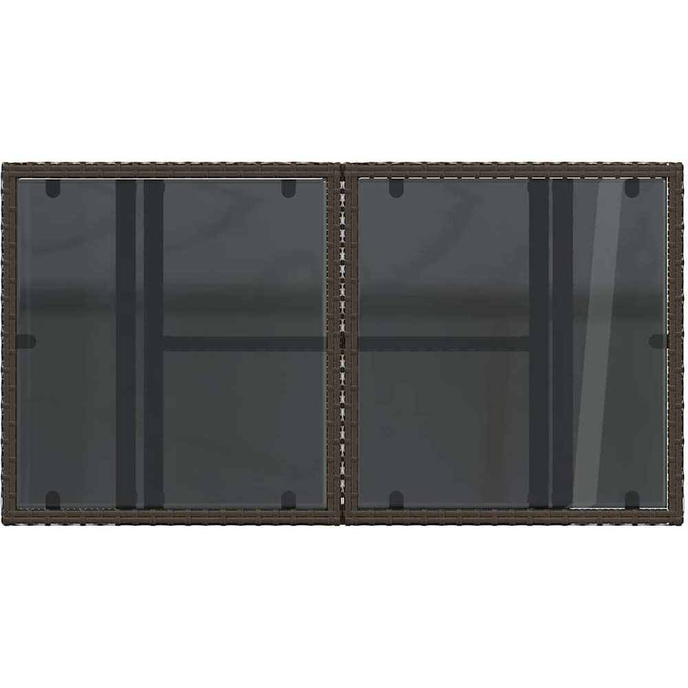 Walplus 2 Seater Brown Poly Rattan Liftable Glass Top Convertible Garden Dining Table Image 6