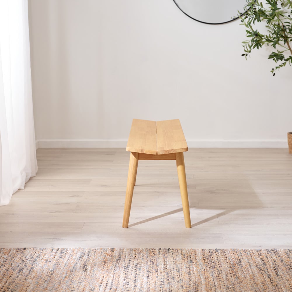 Furniturebox Lymington 3 Seater Oak Effect Solid Wood Dining Bench Image 5