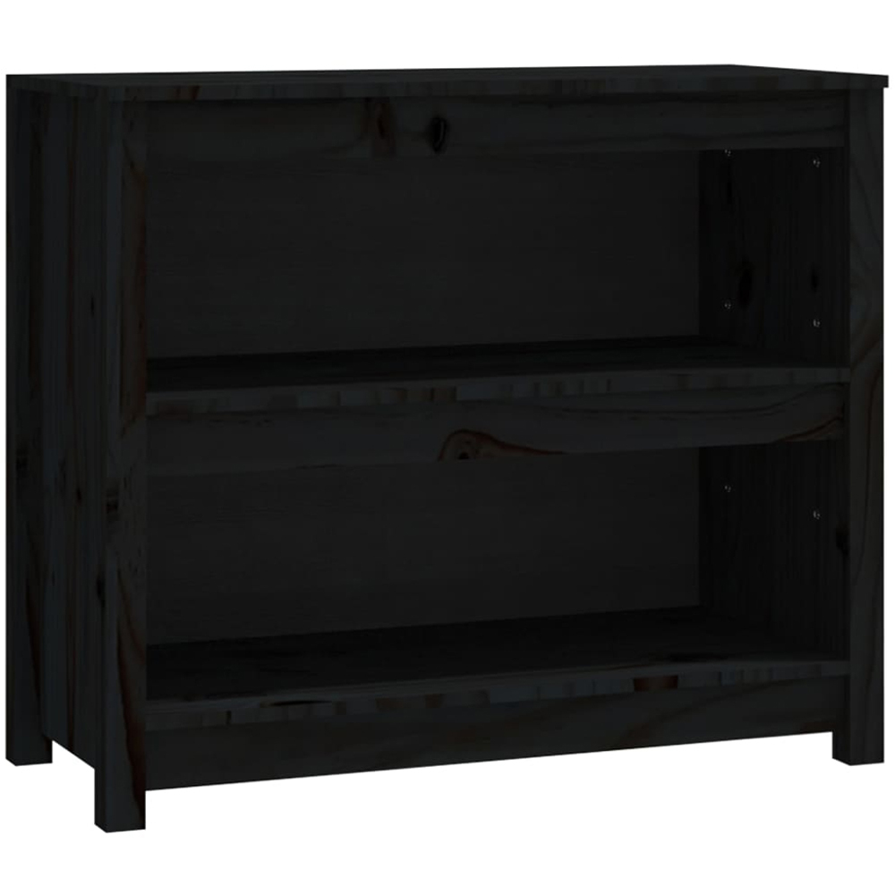vidaXL 2 Shelf Black Solid Pine Wood Bookcase Image 2