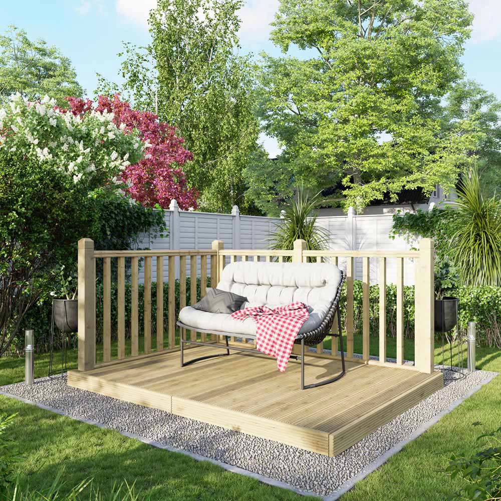 Power 6 x 8ft Timber Decking Kit With Handrails On 2 Sides Image 2