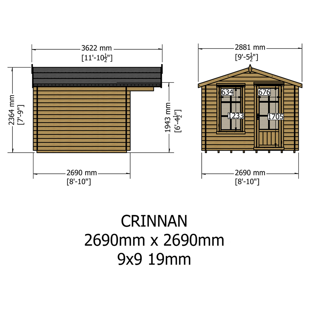 Shire Crinan 9 x 9ft Wooden Log Cabin Image 6