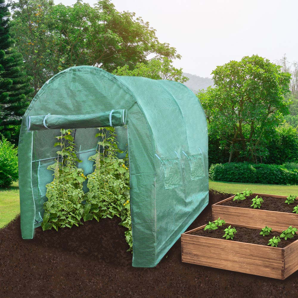 MonsterShop Green Thick PE Cover 6.6 x 9.8ft Polytunnel Greenhouse Image 2