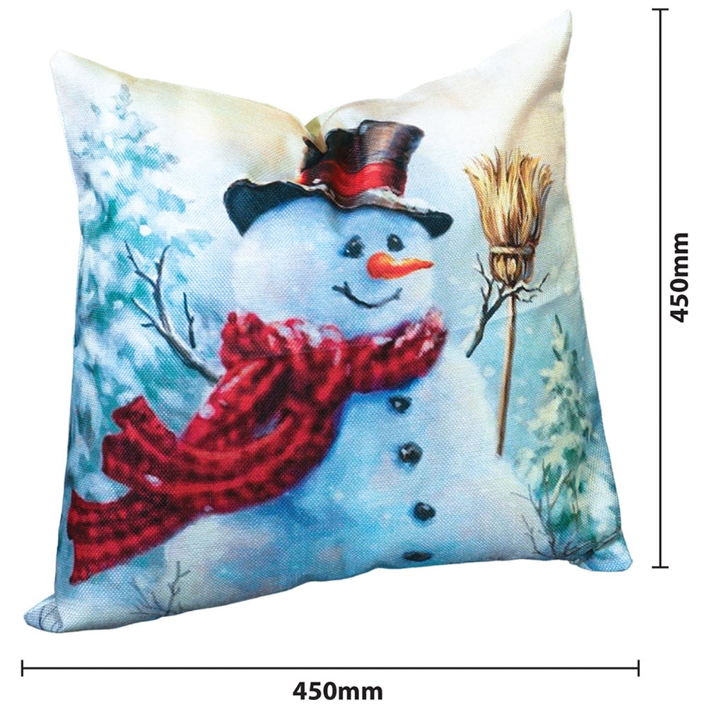Xmas Haus Snowman with Brush Christmas-Themed Cushion 45 x 45cm Image 3
