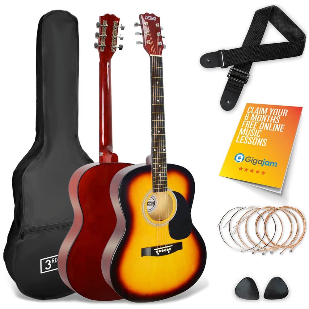 3rd Avenue Sunburst Full Size Acoustic Guitar Set Image 1