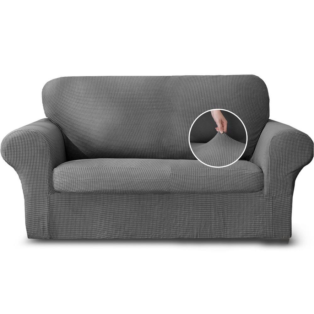 Homerepublic 2 Seater Charcoal Delby Stretch Fit Sofa Cover Image 1