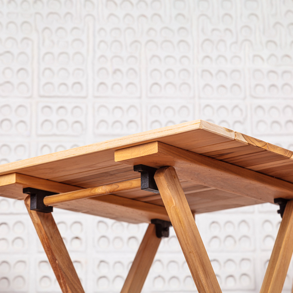 Tramontina Grey Teak Wood 3 Piece Folding Bistro Set Image 4