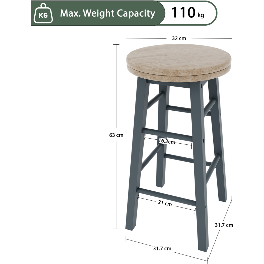 CHEF VIDA Grey Wooden Revolving Bar Stool Image 9