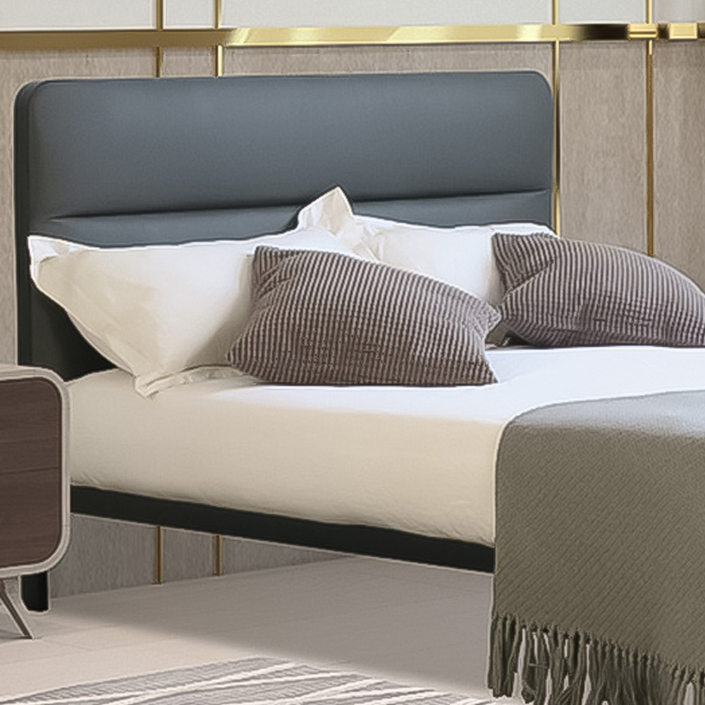 Brooklyn Double Metal Bed Frame with Grey Faux Leather Headboard Image 2