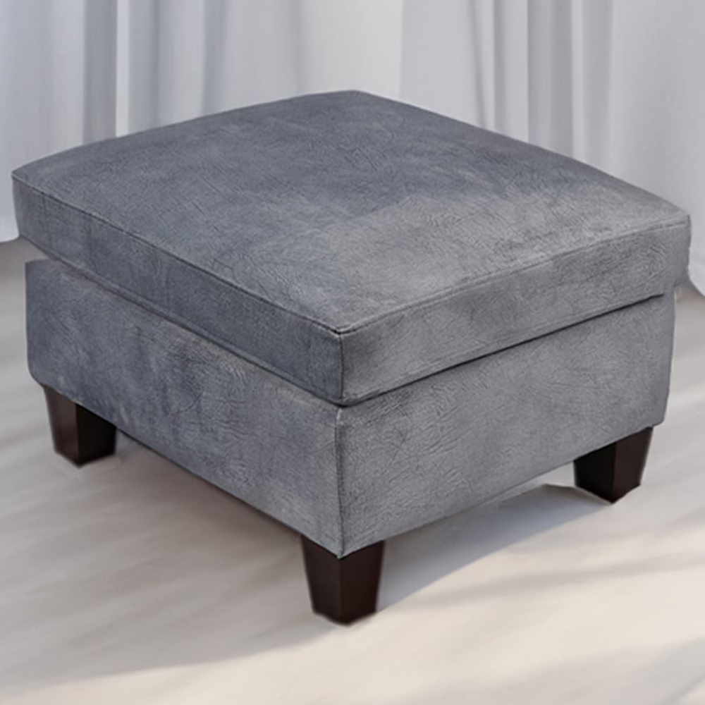 Brooklyn Grey Brushed Velvet Footstool Image 1