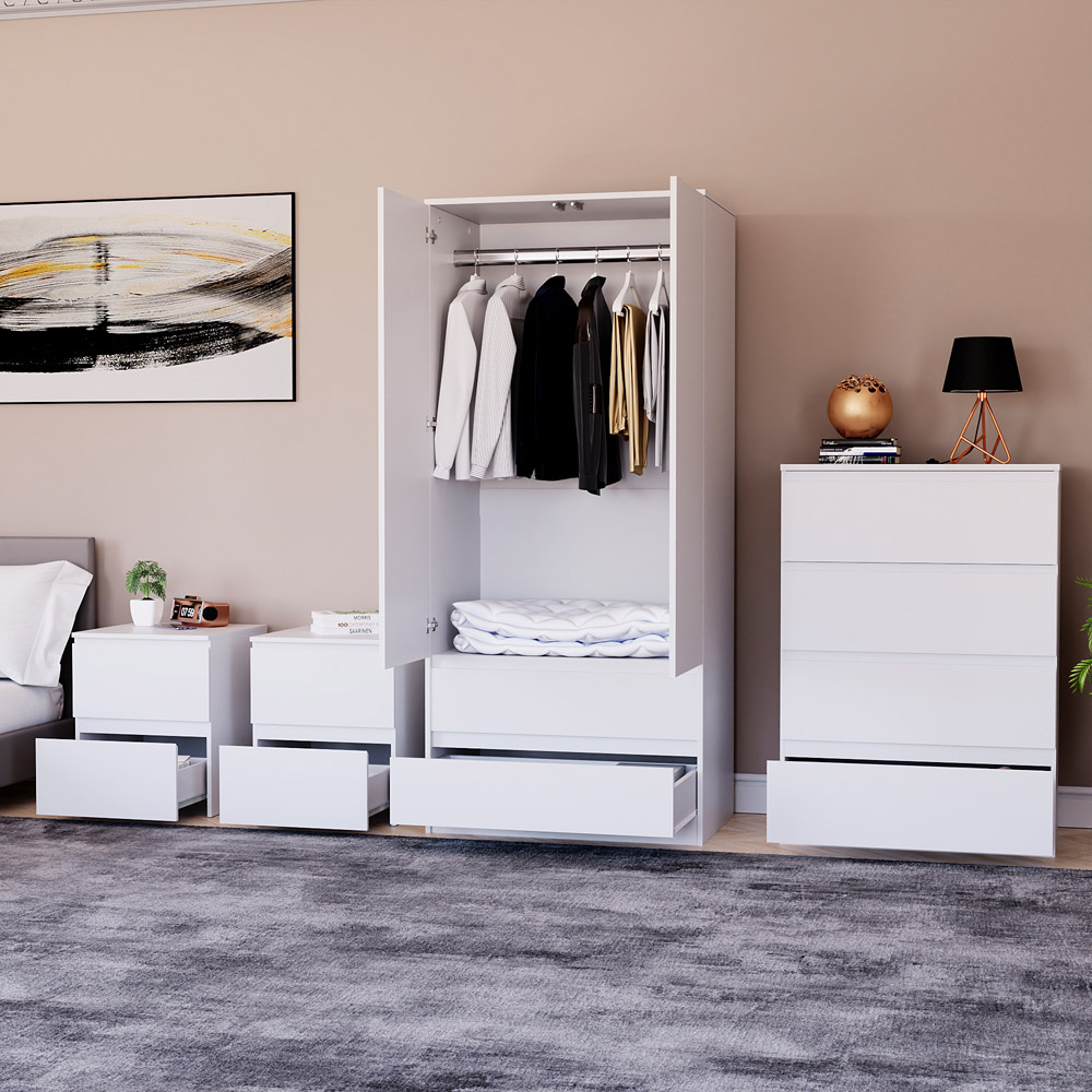 Denver White 4 Piece Bedroom Furniture Set Image 4