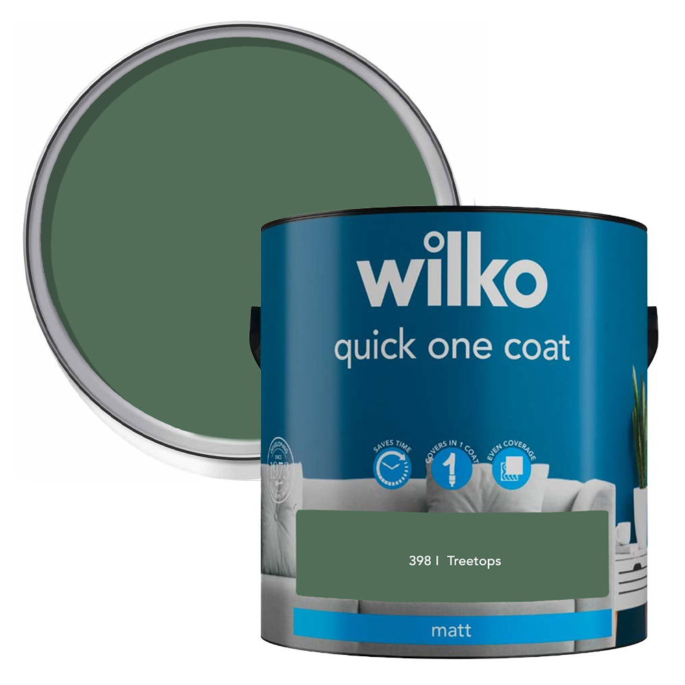 Wilko Quick One Coat Treetops Matt Emulsion Paint 2.5L Image 1