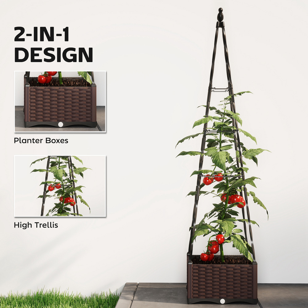 Outsunny Black Plastic Self Watering Raised Planter with Trellis and Drainage Holes 175 x 40 x 40cm Image 8