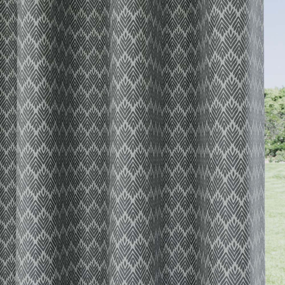 Enhanced Living Aspen Grey Leaf Pattern Thermal Eyelet Curtains 168 x 137cm Image 3