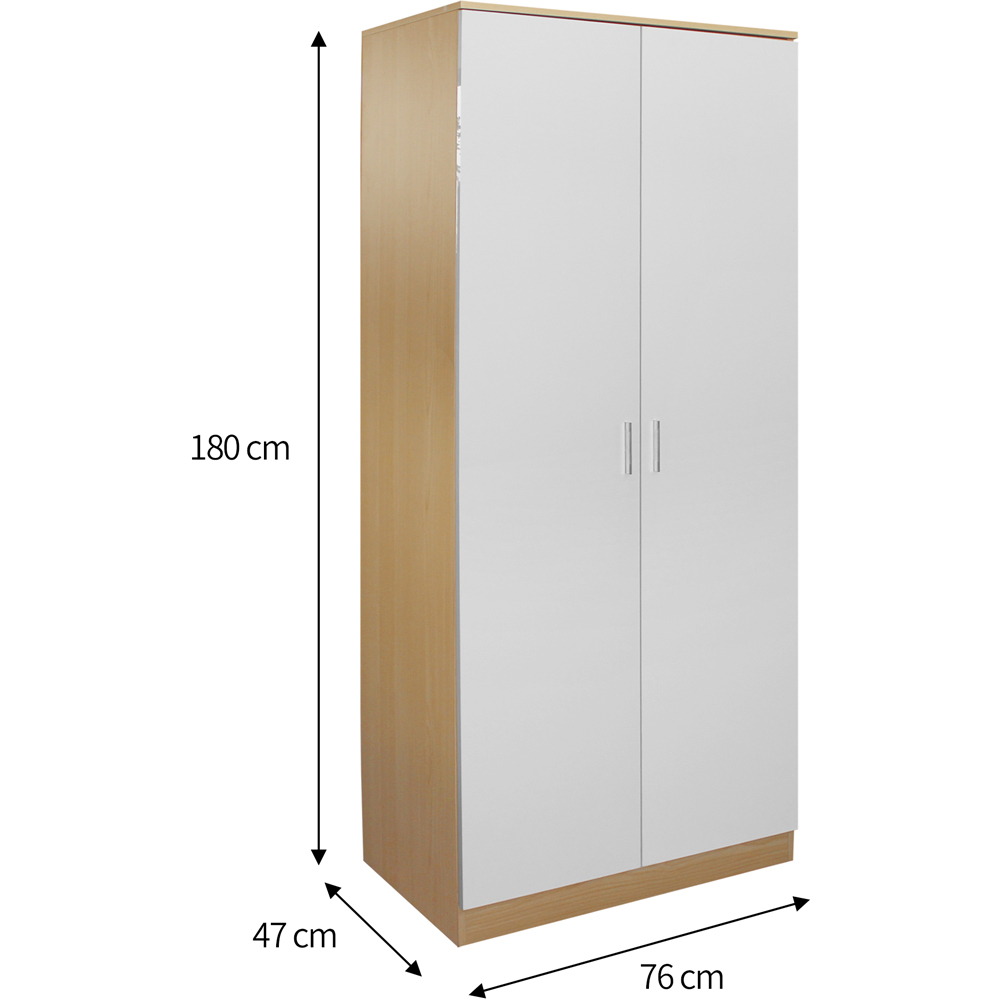 Brooklyn 2 Door White High Gloss Wardrobe Image 6