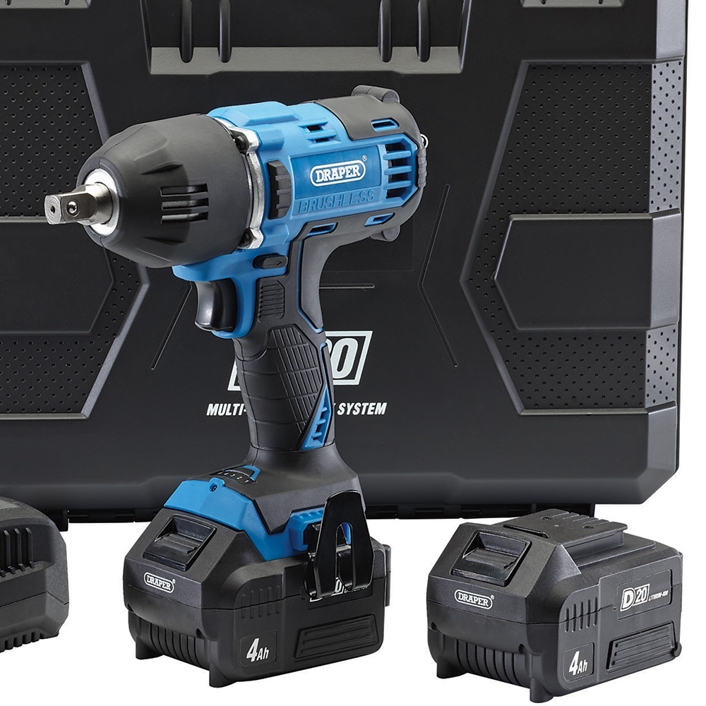 Draper D20 20V Brushless Mid-Torque Impact Wrench with Batteries and Charger Image 3