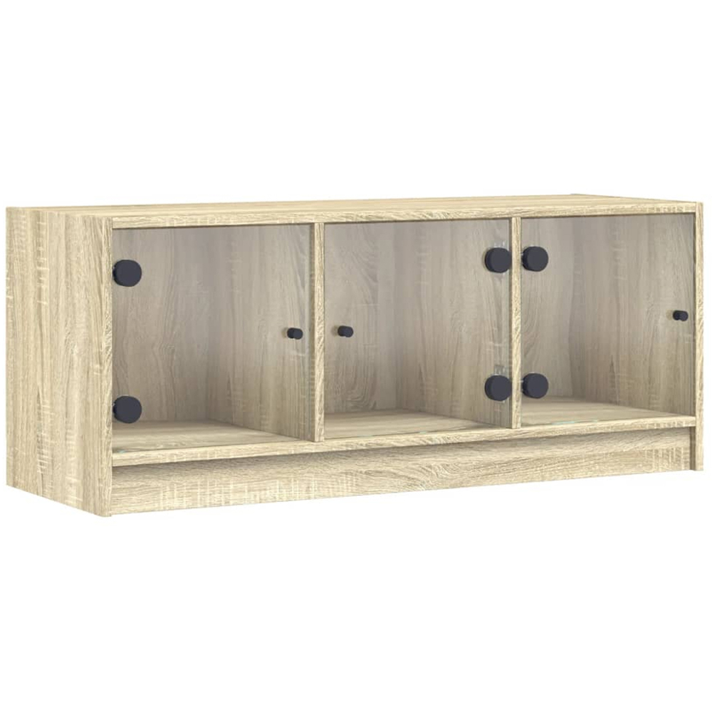 vidaXL 3 Glass Door Sonoma Oak TV Cabinet Image 2