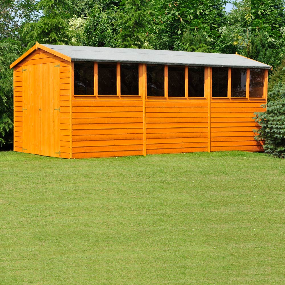 Shire 10 x 15ft Double Door Overlap Apex Wooden Shed with Window Image 2