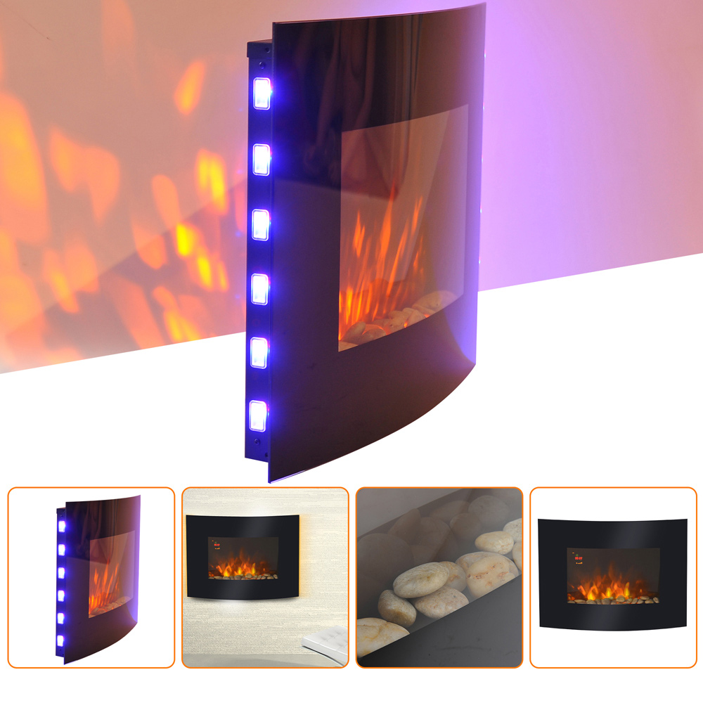 HOMCOM Ava LED Curved Electric Wall Fireplace Heater Image 8