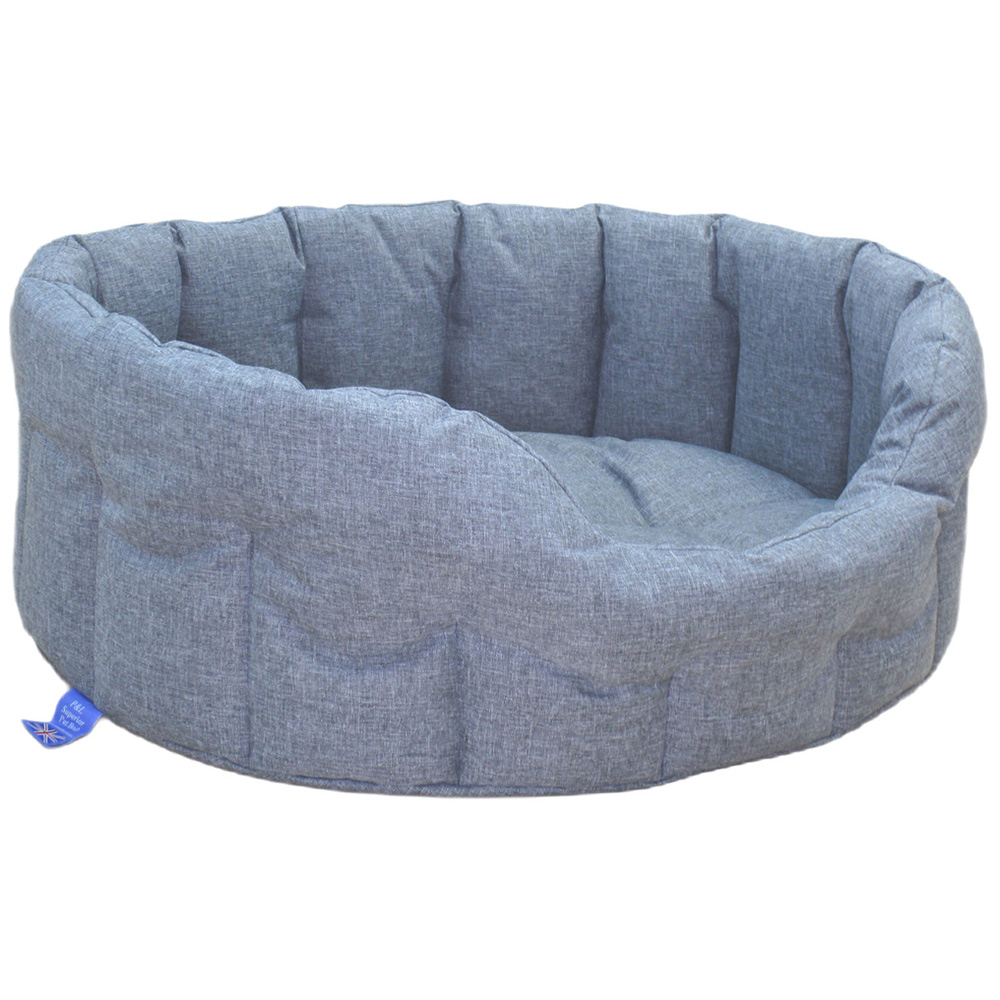 P&L Large Charcoal Oval Waterproof Dog Bed Image 1