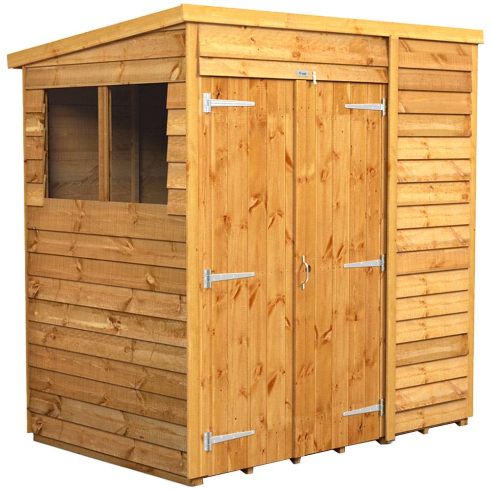 Power 6 x 4ft Overlap Pent Double Door Shed Image 1