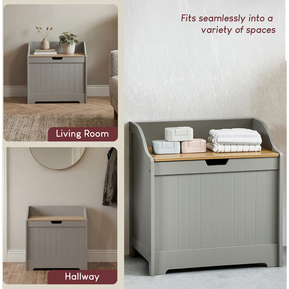 BATH VIDA Priano Grey Laundry Chest Image 5