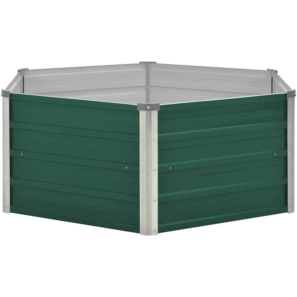 vidaXL Green Galvanised Steel Raised Garden Bed 129 x 129 x 45cm Image 3