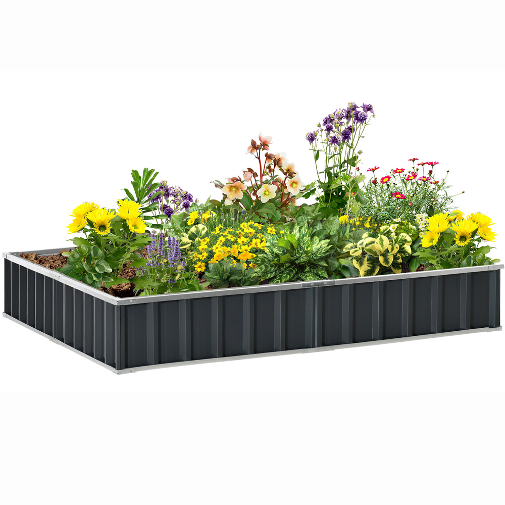 Outsunny Black Metal Raised Garden Bed Planter with Gloves 30 x 90 x 258cm Image 1