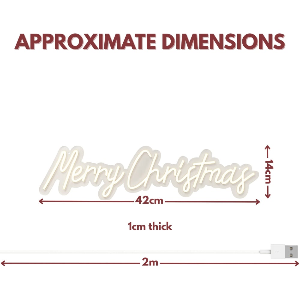 Marco Paul Warm White LED Merry Christmas Neon Rope Light 42 x 14cm Image 6