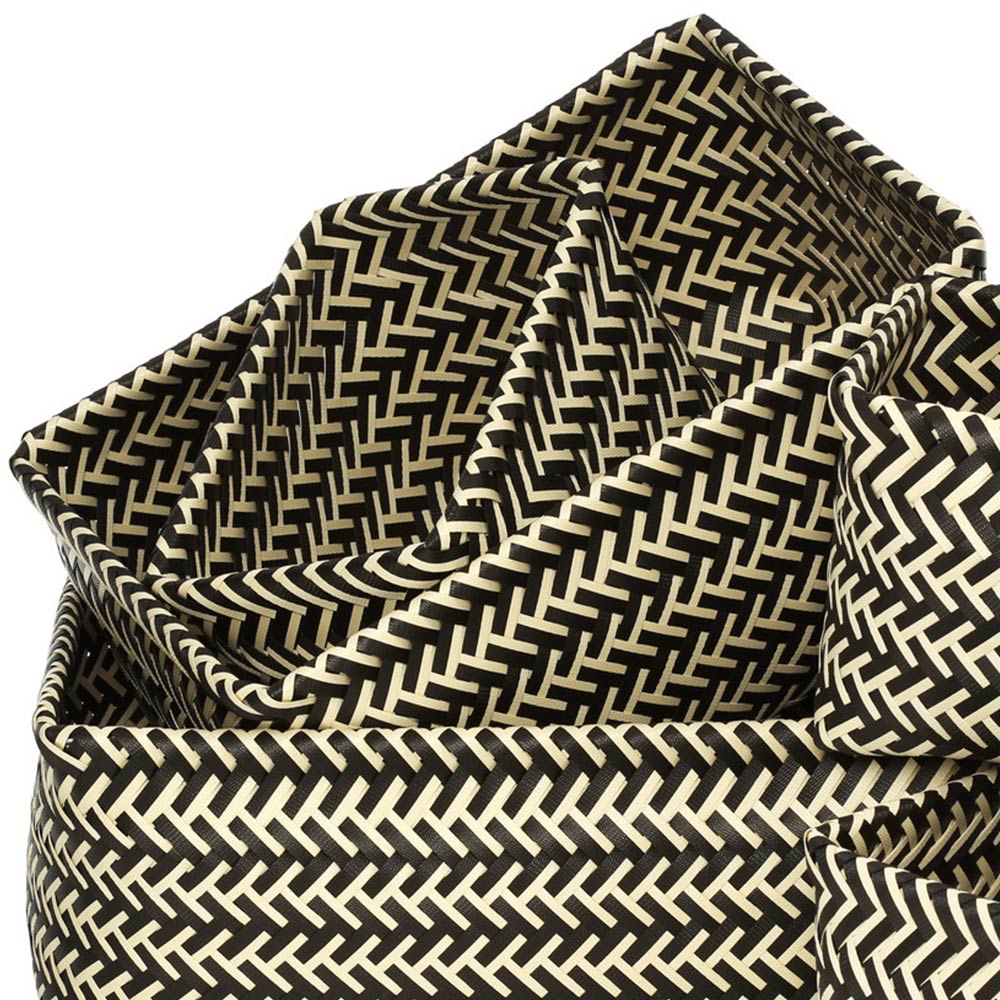 Premier Housewares Black and White Woven Storage Basket 5 Pack Image 3