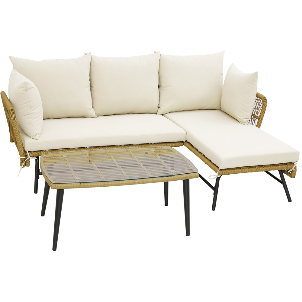 Costway 4 Seater Rattan White L Shaped Lounge Sofa Set Image 2