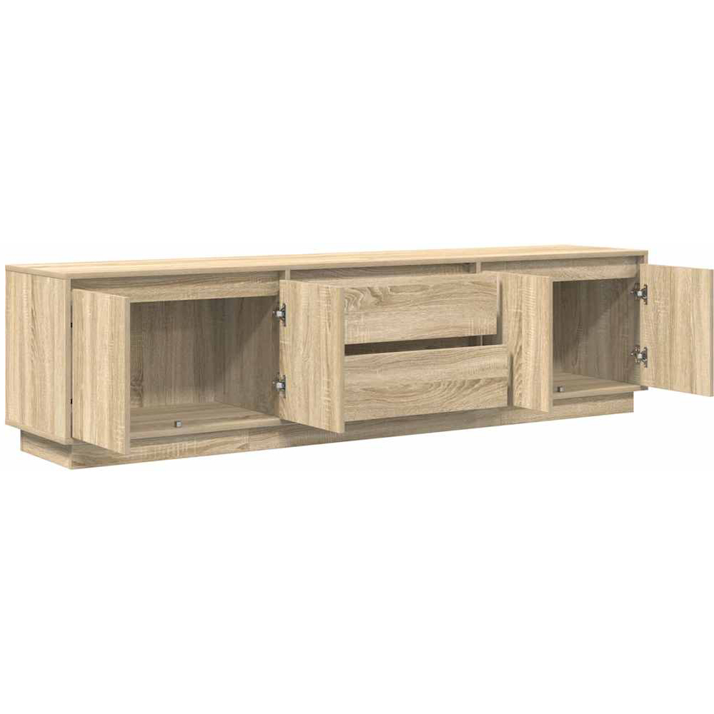 vidaXL 4 Door 2 Drawer Sonoma Oak TV Wooden Cabinet with LED Image 3