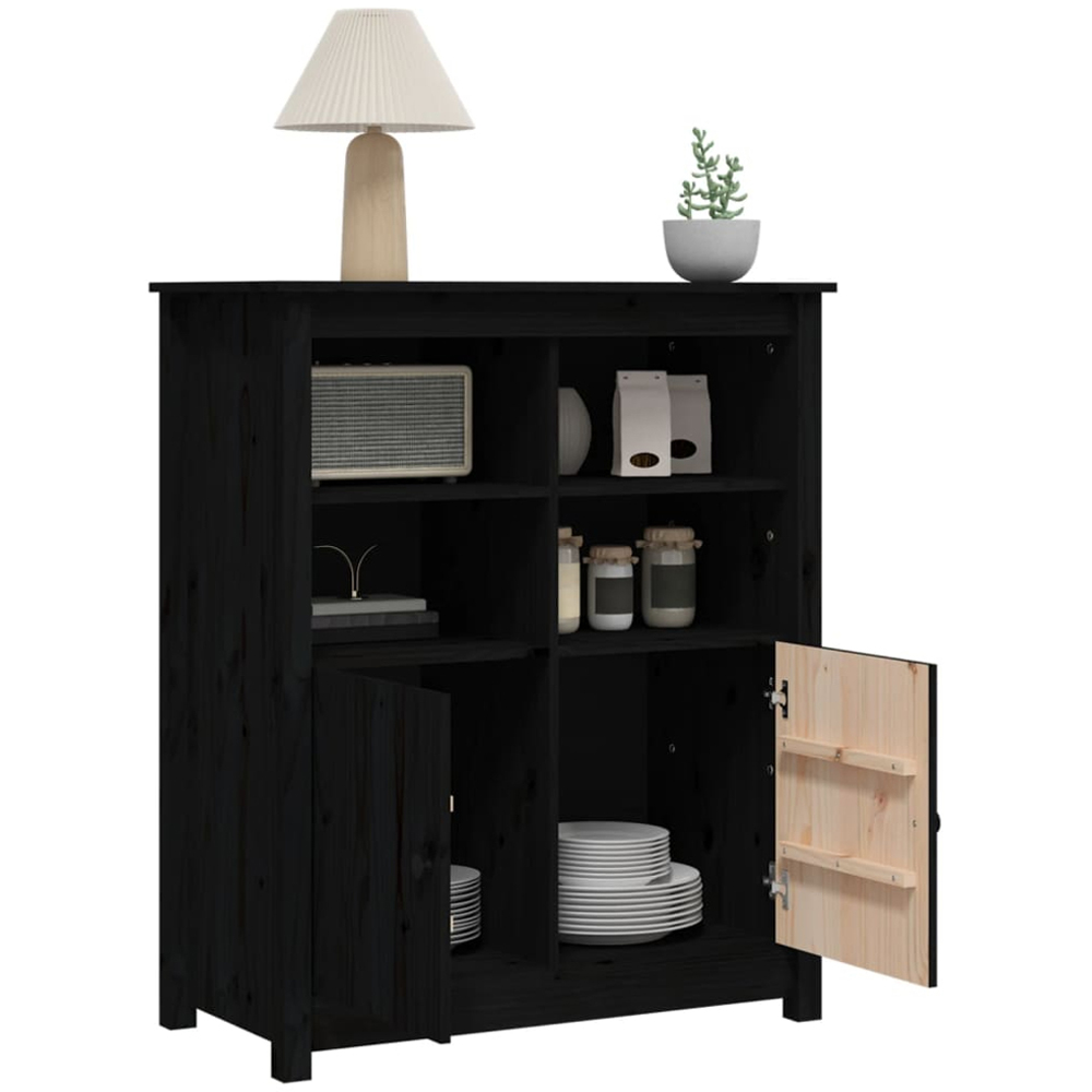 vidaXL 2 Door 4 Shelf Black Wooden Sideboard Image 5