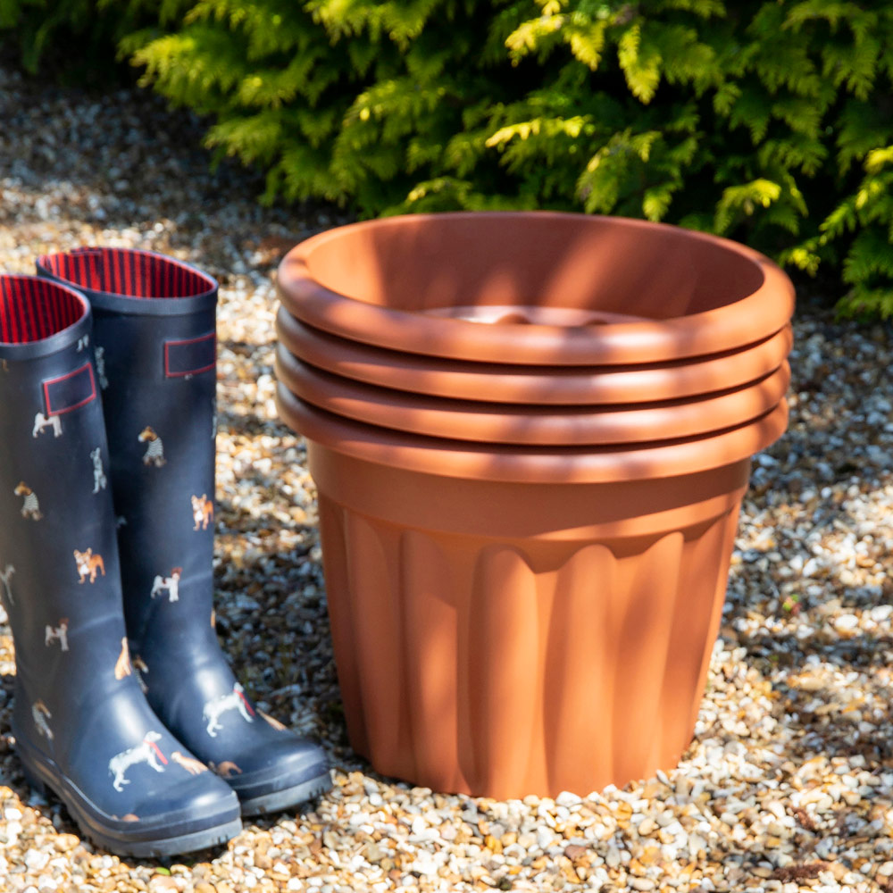 Wham Vista Terracotta Recycled Plastic Round Planter 40cm 4 Pack Image 4