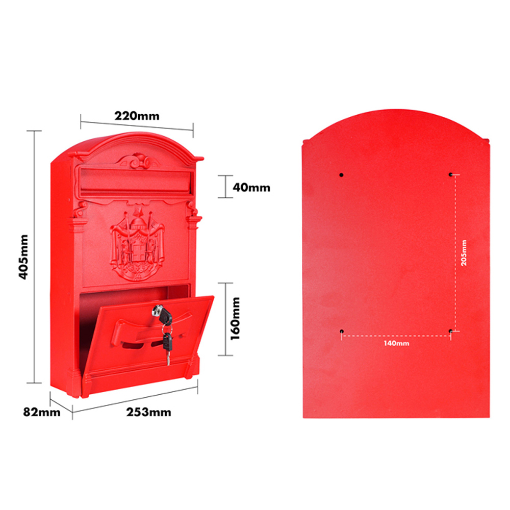 St Helens Red Locking Mounted Letter Box Image 9