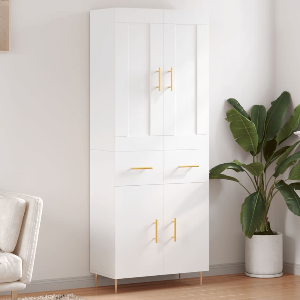 vidaXL 4 Door 2 Drawer White Highboard Image 1