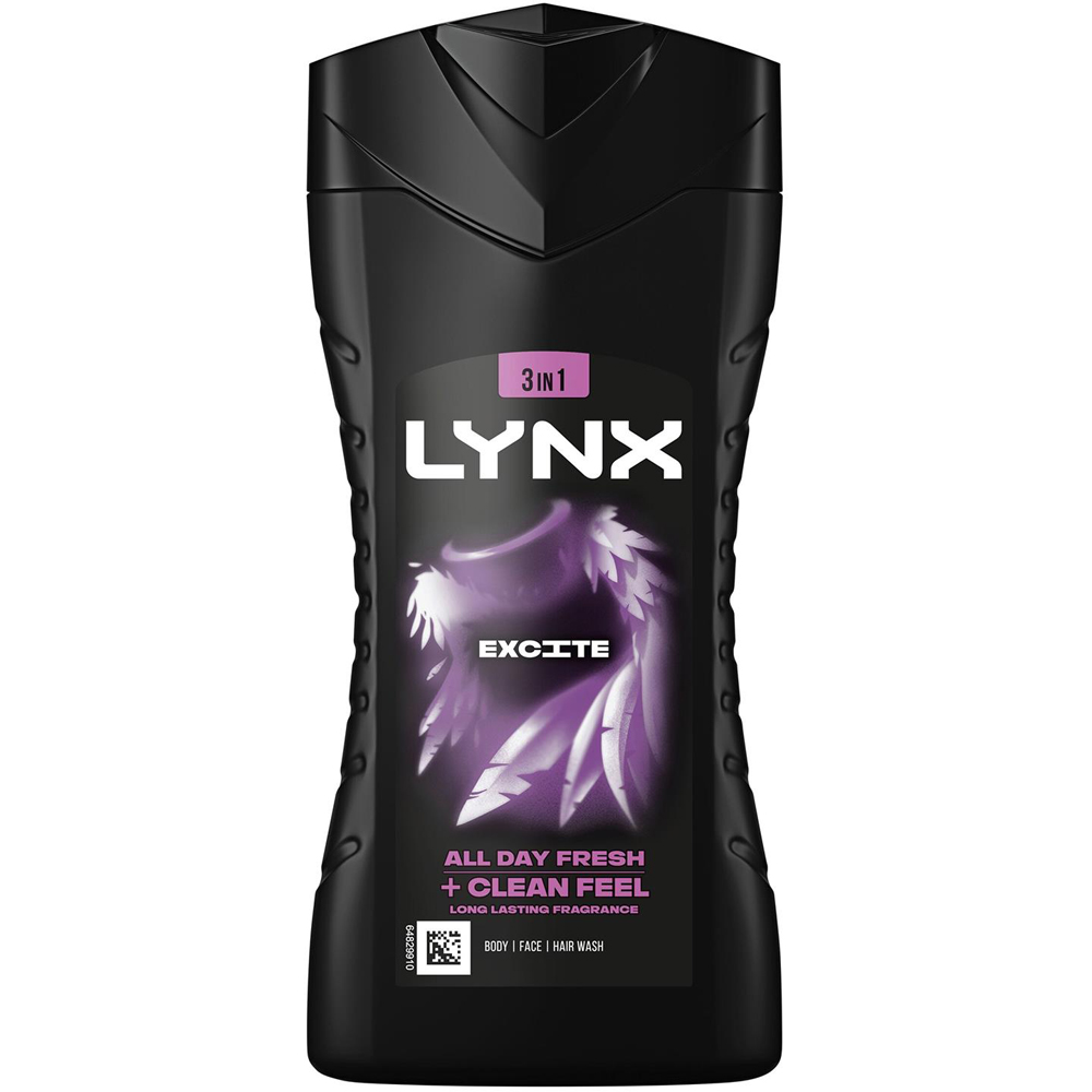 Lynx Excite Coconut and Black Pepper 12H Refreshing Fragrance Shower Gel 225ml 3 Pack Image 7