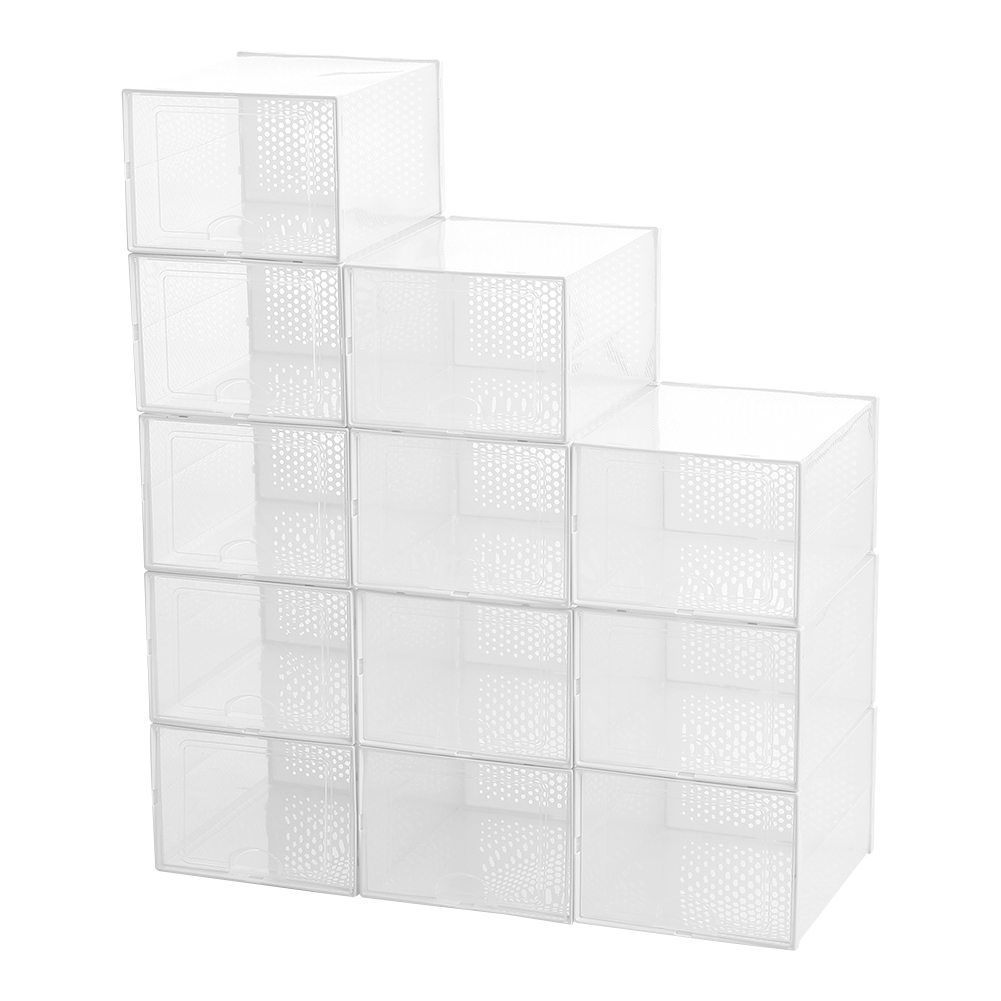 Living and Home White Stackable Shoe Storage Boxes 12 Pack Image 2