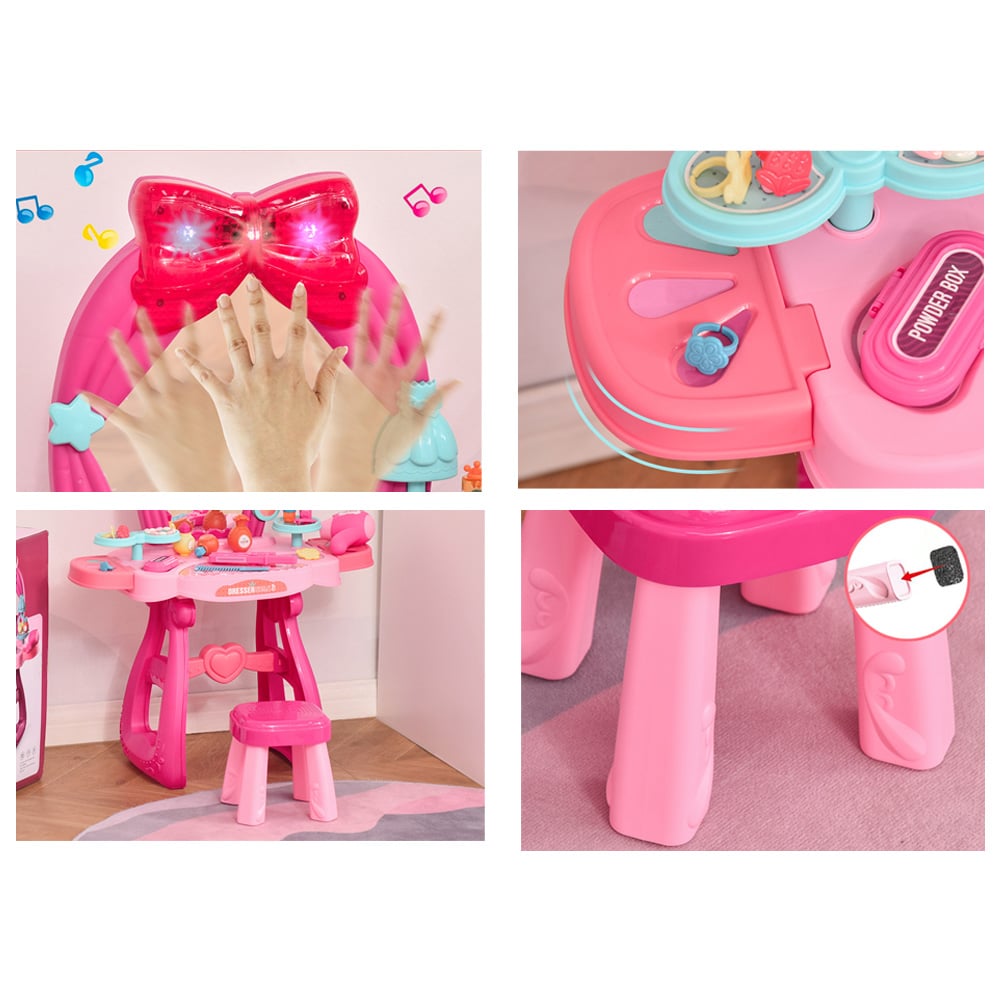 HOMCOM Kids Princess Design Dressing Table Play Set Image 3