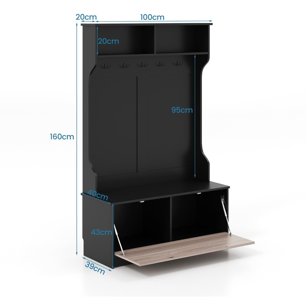Costway 2 Shelf 5 Double Hook Black Freestanding Coat Rack Image 9