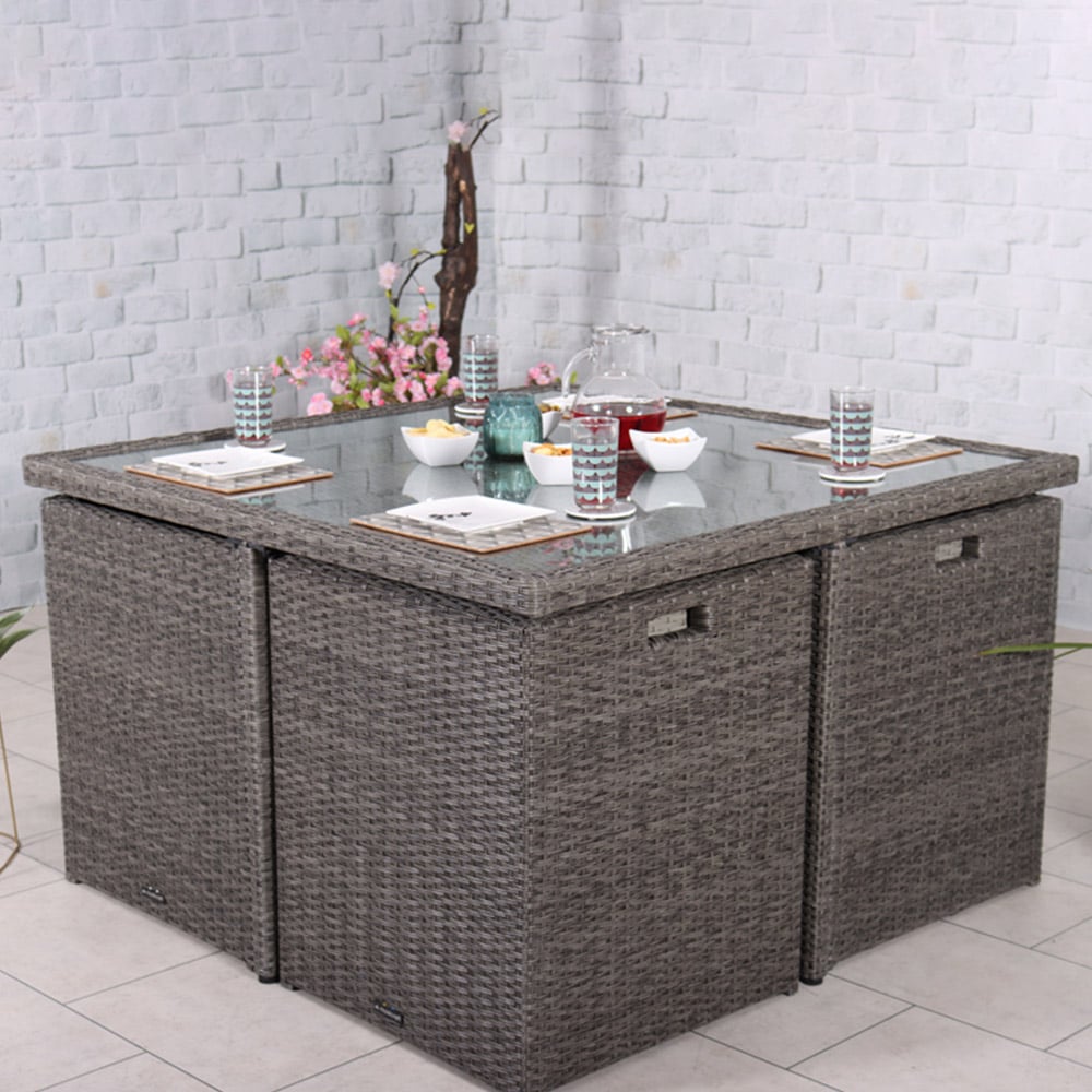 Royalcraft Paris 8 Seater Rattan Cube Dining Set Grey Image 6