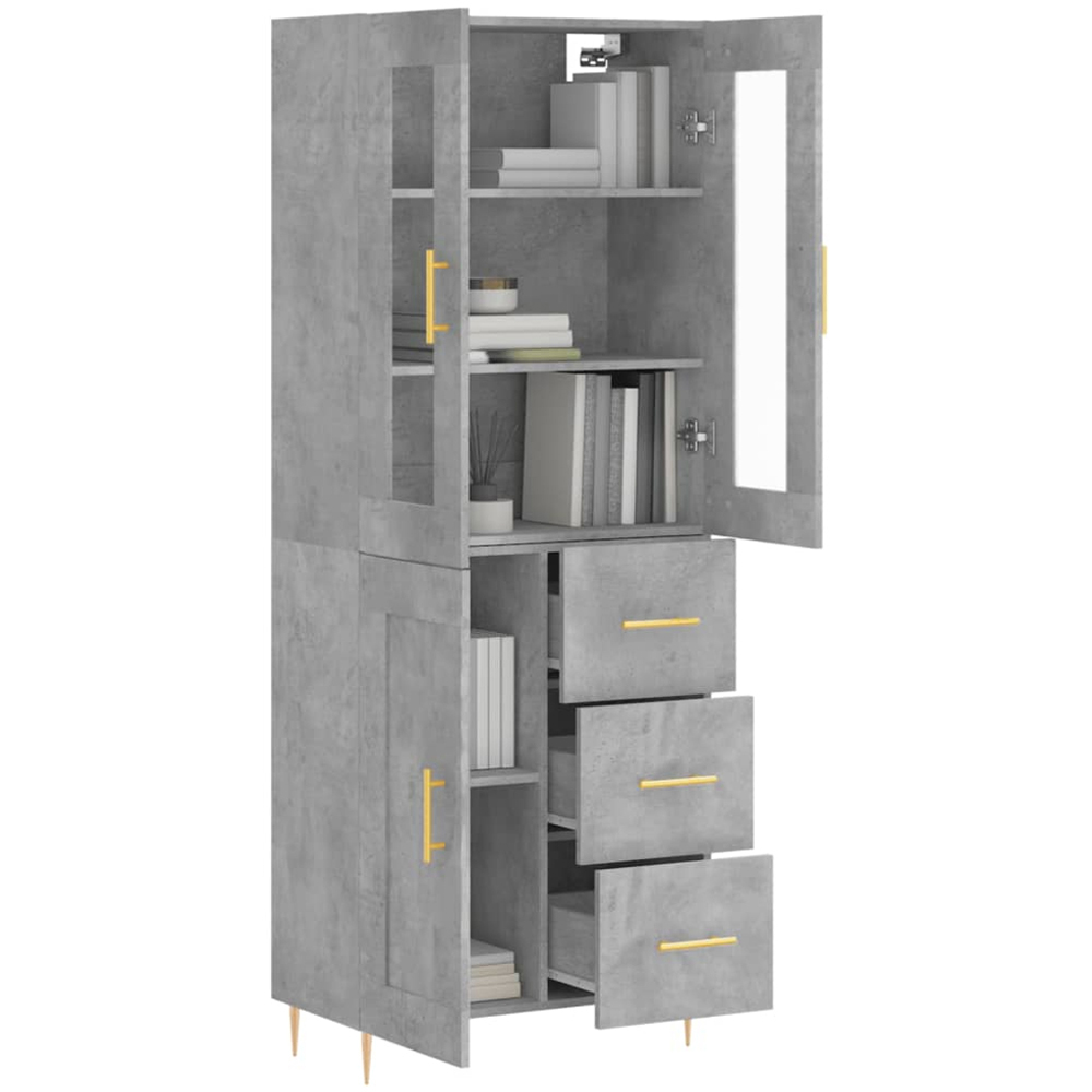 vidaXL 3 Door 3 Drawer Concrete Grey Highboard Image 3