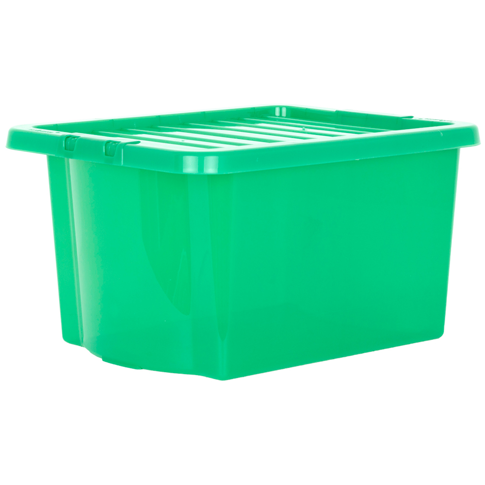 Wham Crystal 28L Clear Green Stackable Plastic Storage Box and Lid Pack 5 Image 3