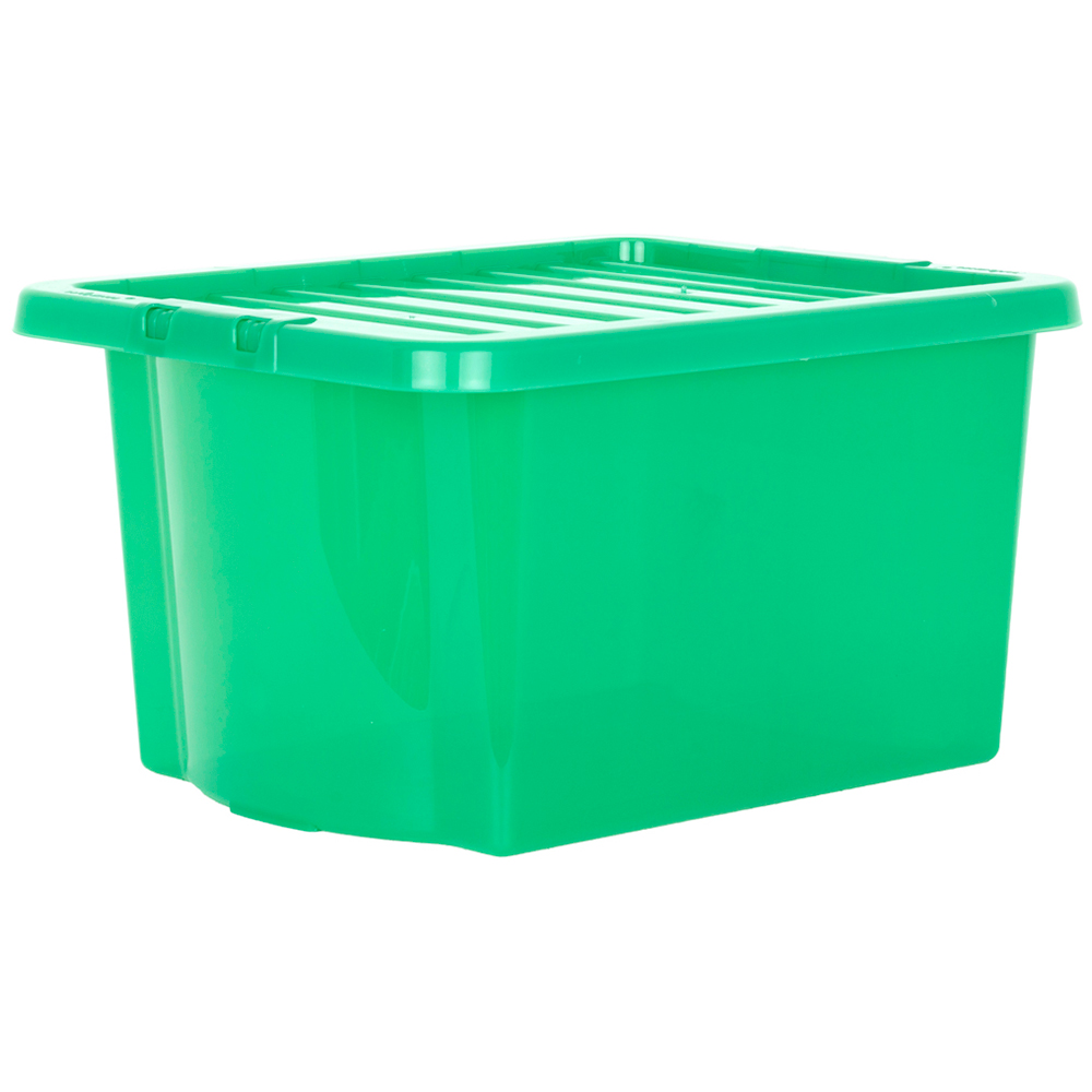 Wham 28L Clear Green Stackable Plastic Crystal Storage Box with Lid 5 Pack Image 3