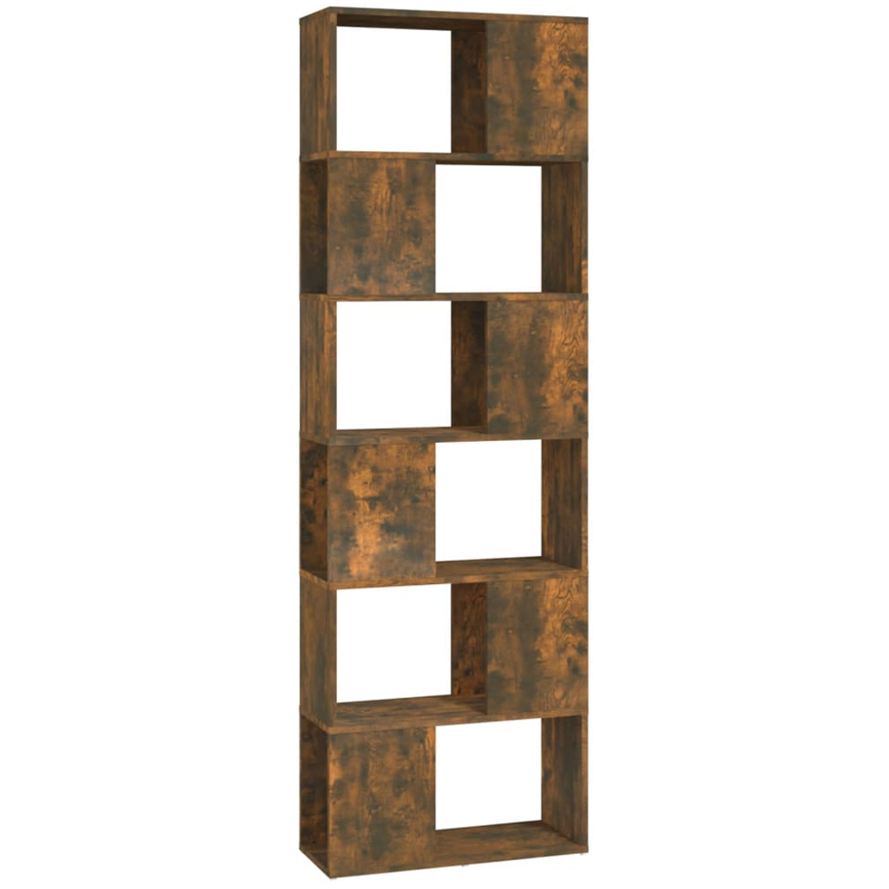 vidaXL 6 Shelf Smoked Oak Bookcase Image 2